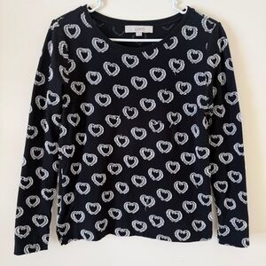 LOFT Monochrome Heart Pattern Sweater